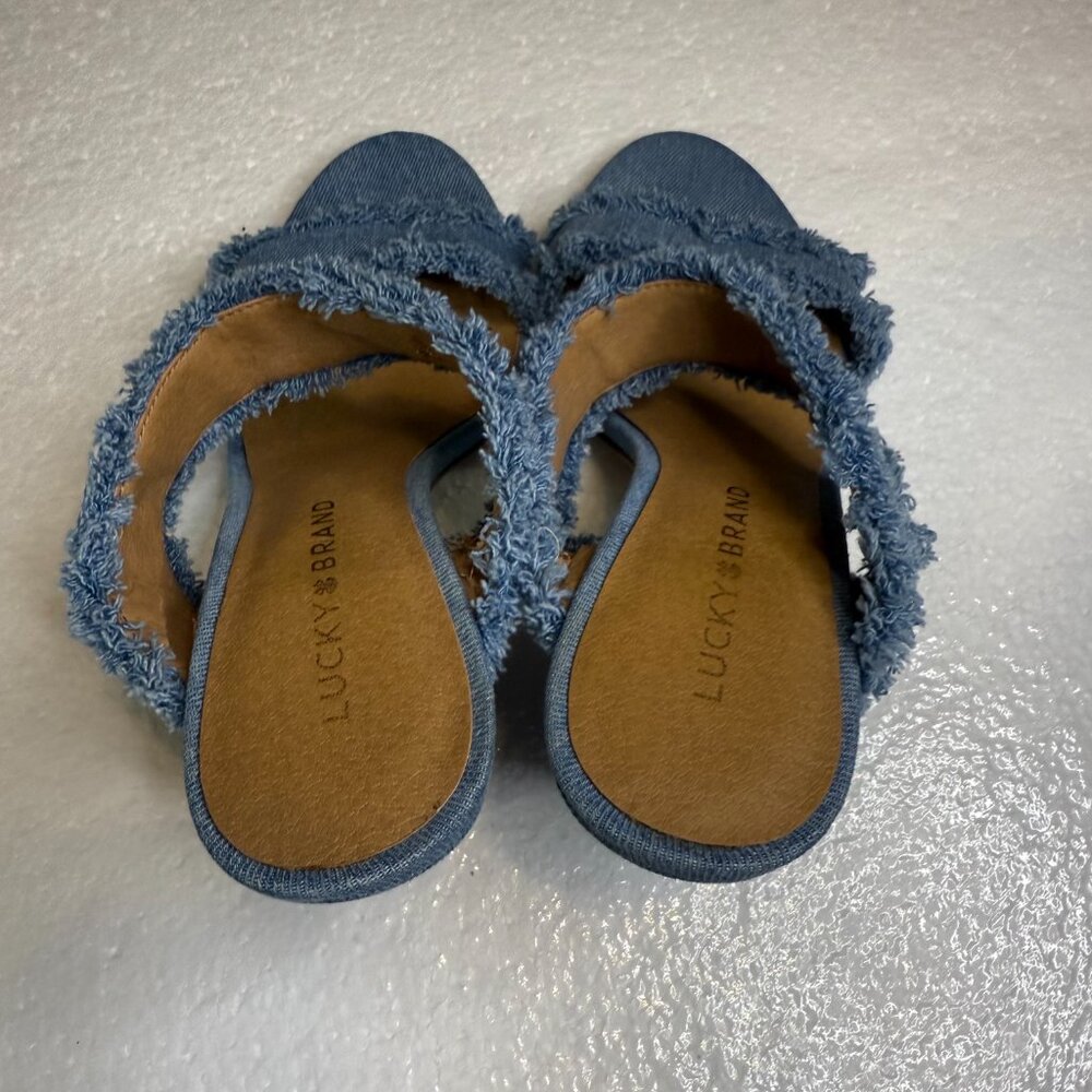 Lucky Brand Mkennah Denim Heel 7.5 Blue Block Heel - Picture 4 of 8